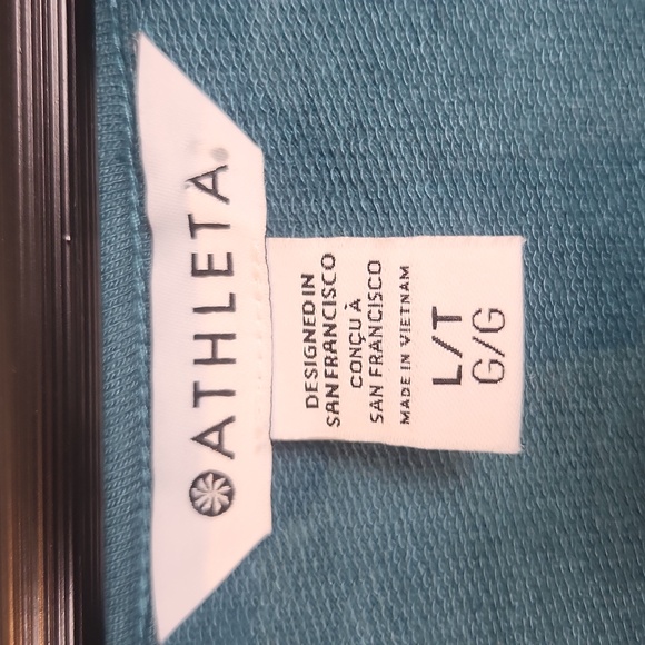 Athleta Sunrise V-Neck Modal Blend‎ Teal Sweatshirt Size Large - Picture 3 of 9